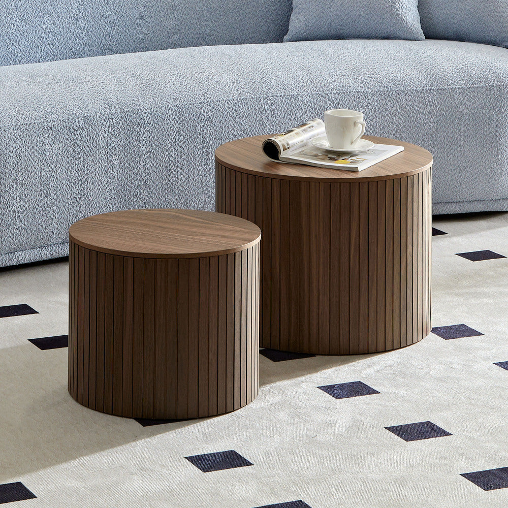 Nested Table Set 2 Pieces, MDF Coffee Table Set Living Room/lounge Area, Black