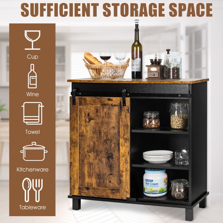 Industrial Sliding Barn Door Storage Cabinet for Living Room