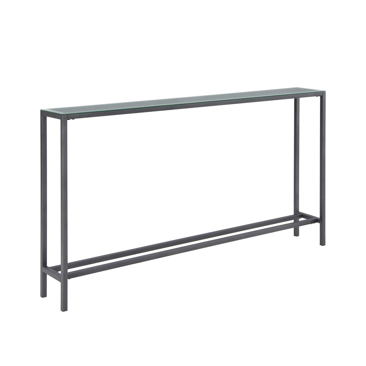 HMS 56 Silver Gunmetal Mirrored Glass Console Table Contemporary Home Furniture for Living Room Bedroom Hotel Entry Decoration