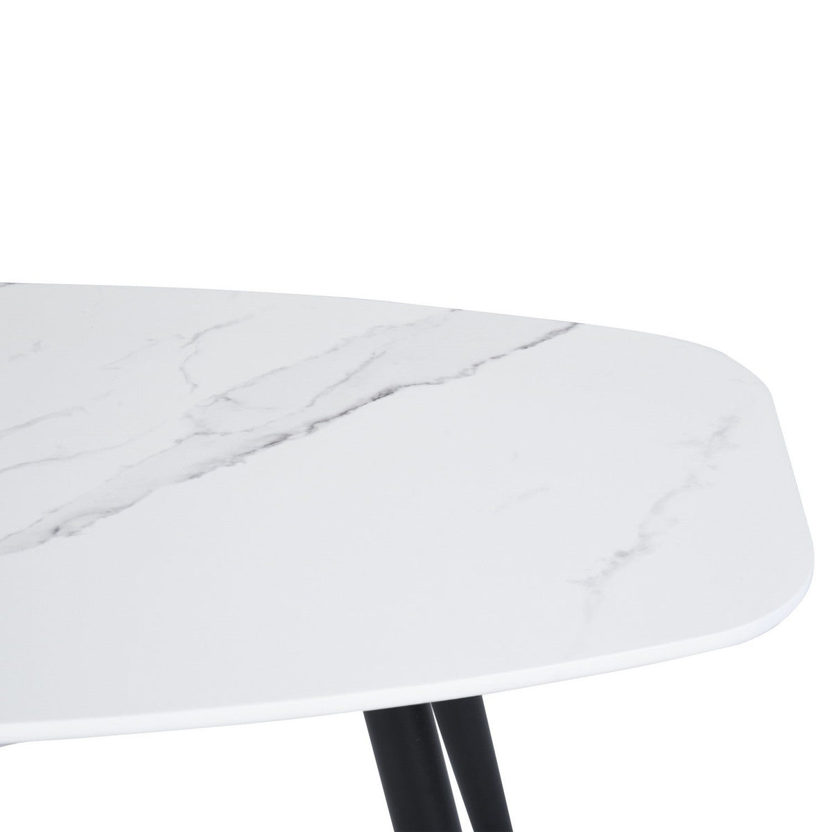 HMS 43\" Coffee Table in White and Black Faux Marble with Steel Stylish and Durable