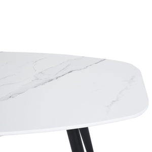 HMS 43\" Coffee Table in White and Black Faux Marble with Steel Stylish and Durable
