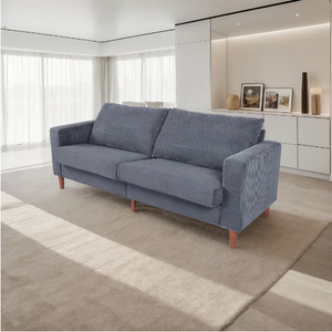 Grey Linen FCJ Convertible Sectional Sofa One Three Seat Extendable Home Furniture for Living Room Apartment Filled with Sponge