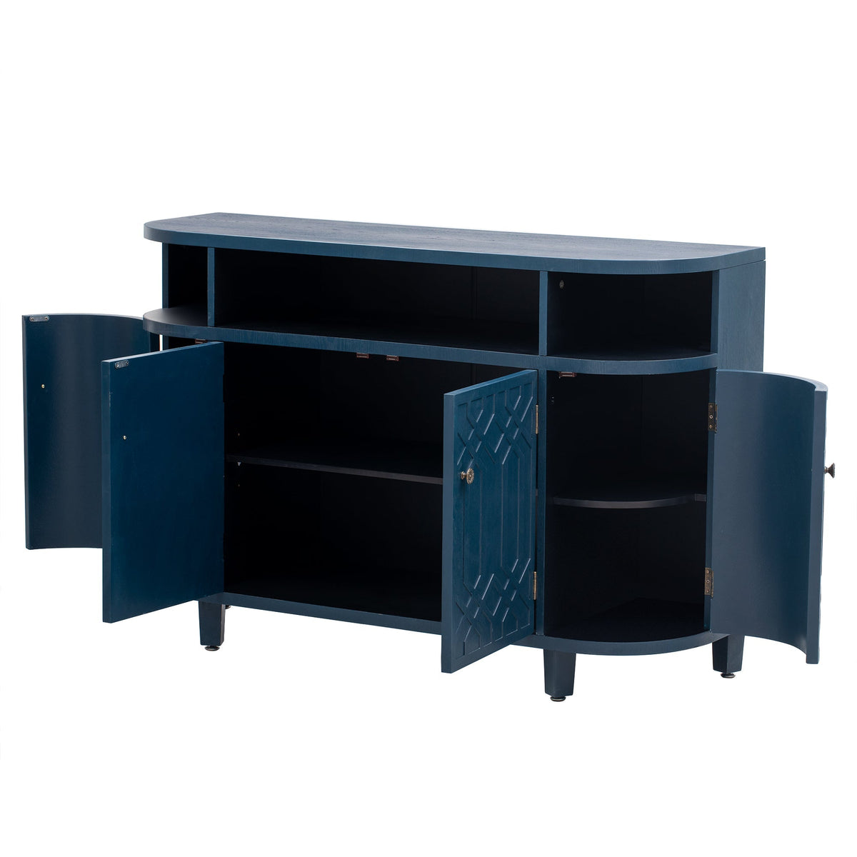 Curved Design Storage Cabinet Featuring Four Doors and Adjustable Shelves Suitable for Corridors Entrances and Study