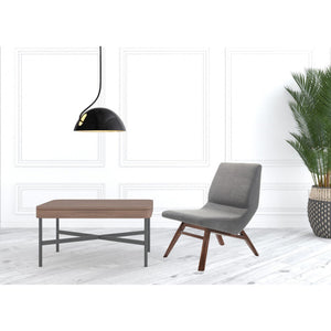 HMS 22\" Gray and Brown Upholstered Chaise Lounge Chair with Ottoman
