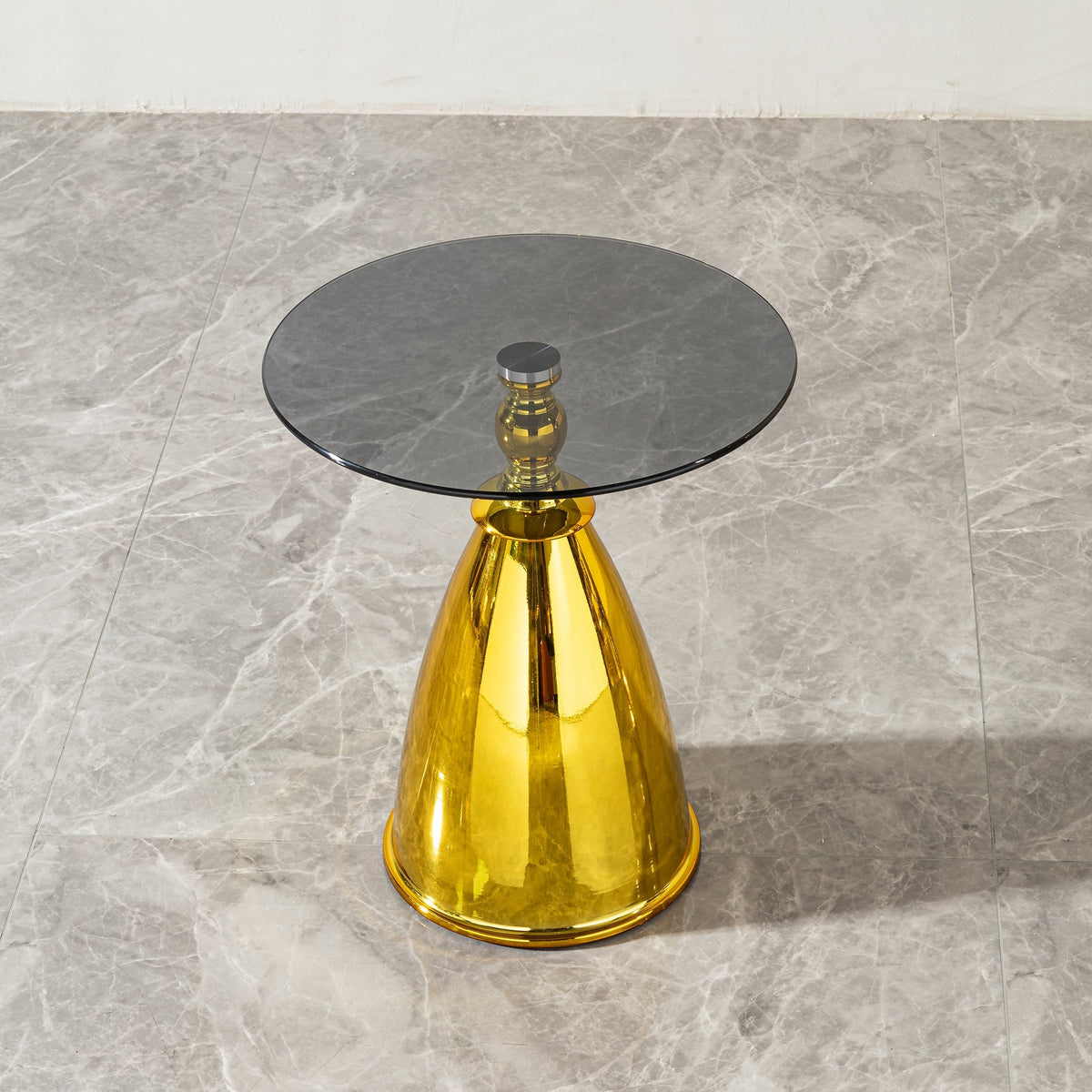 Modern Glass Sofa Side Table Beside Corner Table Living Room Balcony Gold Metal Round Coffee Table