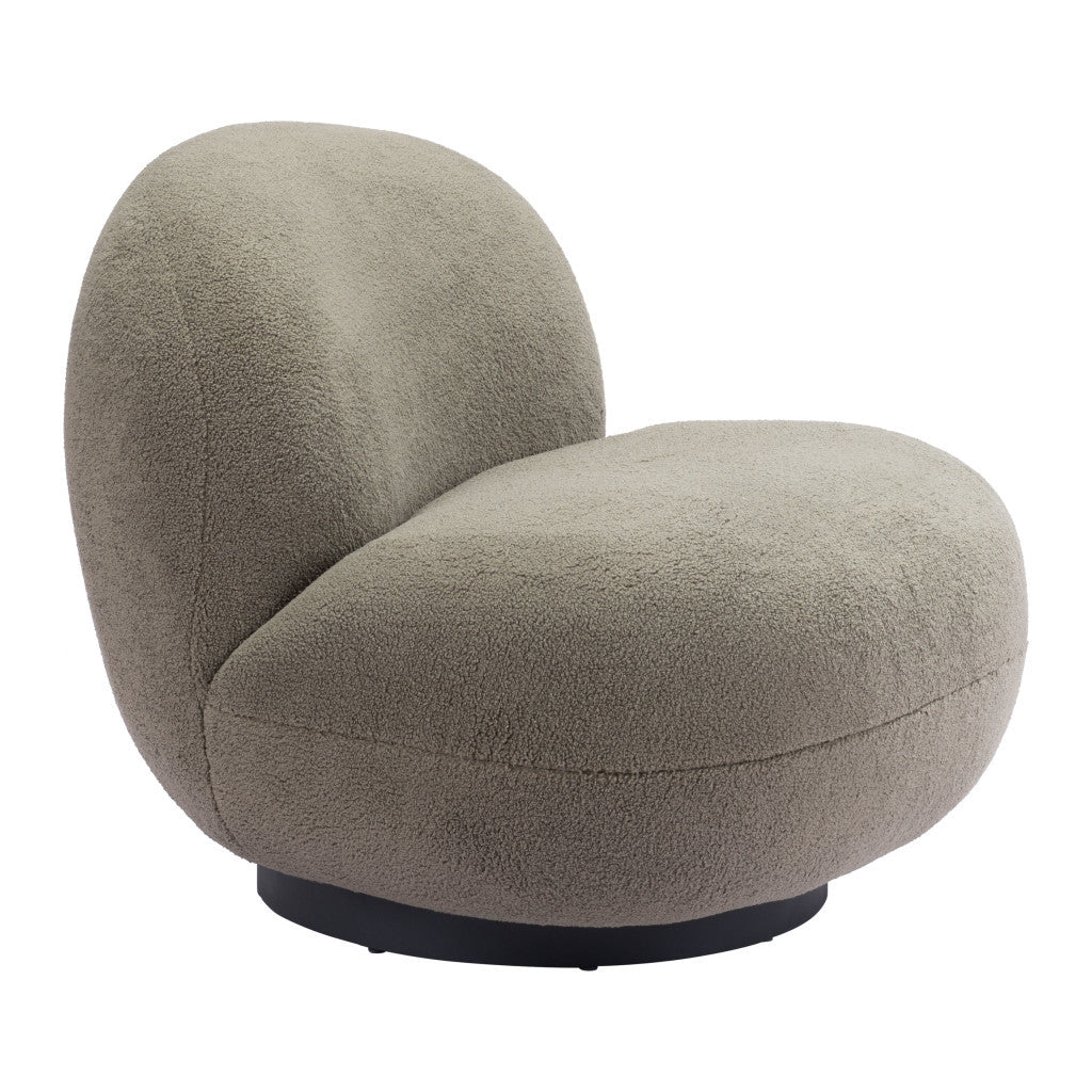 HMS 30\" Khaki and Black Faux Shearling Upholstered Slipper Chair Stylish Living Room Furniture