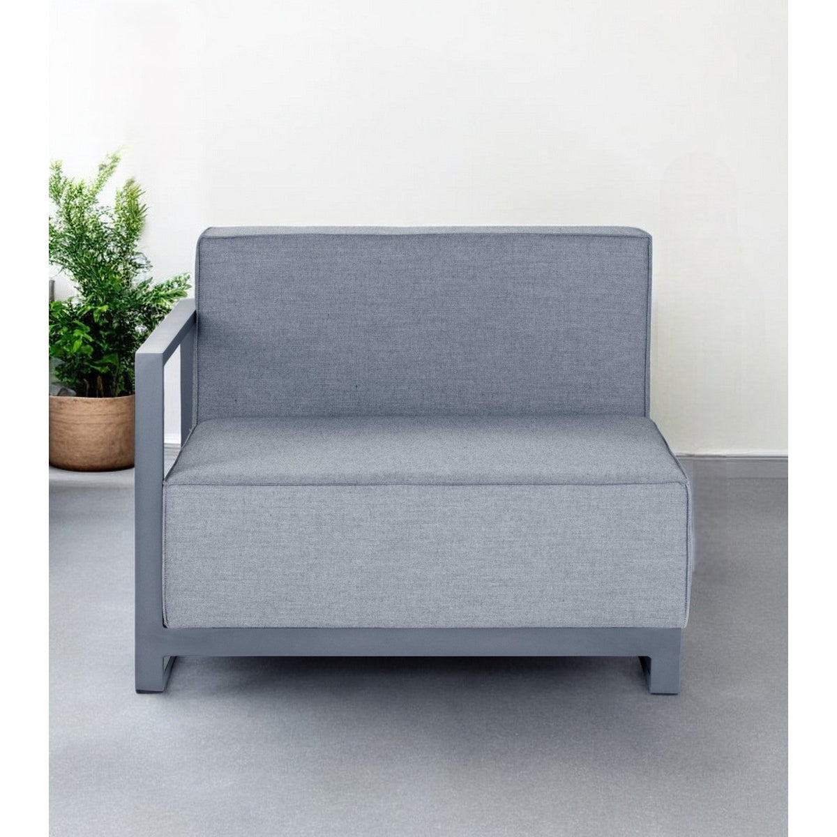 HMS 37 Gray Linen Arm Accent Chair with Modern Design Metal Legs for Home Office Living Room Bedroom or Apartment Use