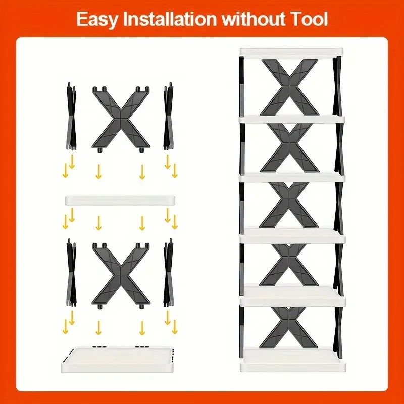9-Layer High Narrow Entrance Shoe Rack Space-Saving Vertical Plastic Stackable Shoe Rack for Wardrobe Can Fit 9 Pairs Shoes