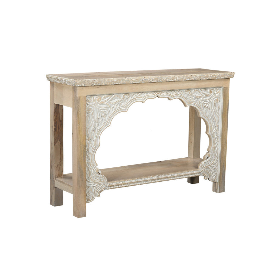 HMS 56 Natural Solid Reclaimed Wood Distressed Console Table with Shelf for Entry Villa Living Room Hotel Bedroom Decoration