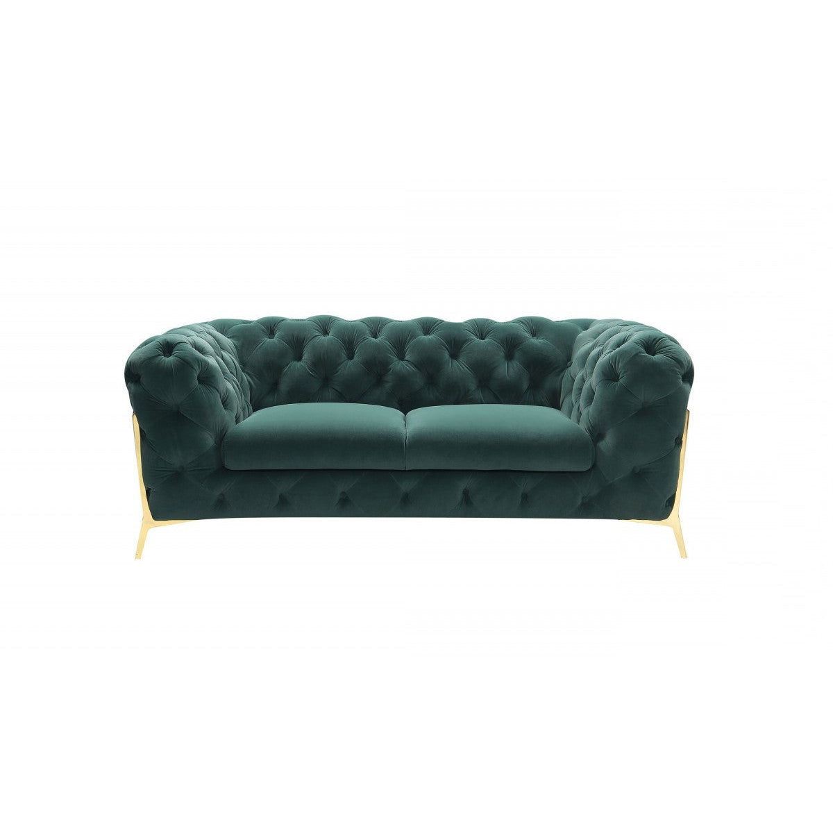 HMS 74 Two-Seater Chesterfield Loveseat Emerald Gold Velvet Sectional Sofa Sponge Filling for Home Furniture Apartment Made PU
