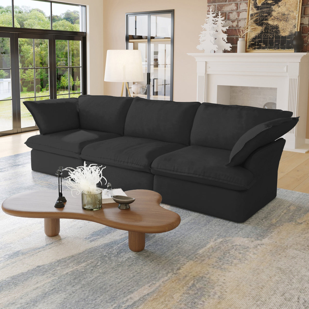 ATUNUS USA Warehouse in Stock Drop Shipping Sofa Living Room Furniture Modern Beige Fabric Modular Sectional Couch Sofa Set