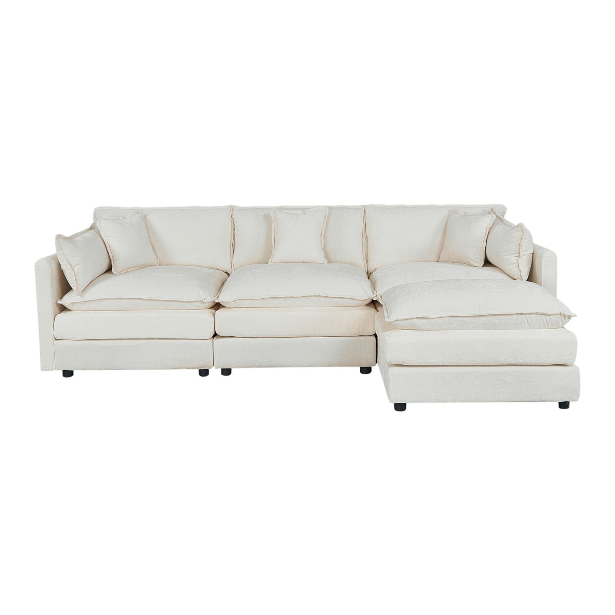 Beige Sofa with Footrest Seater Living Room Furniture