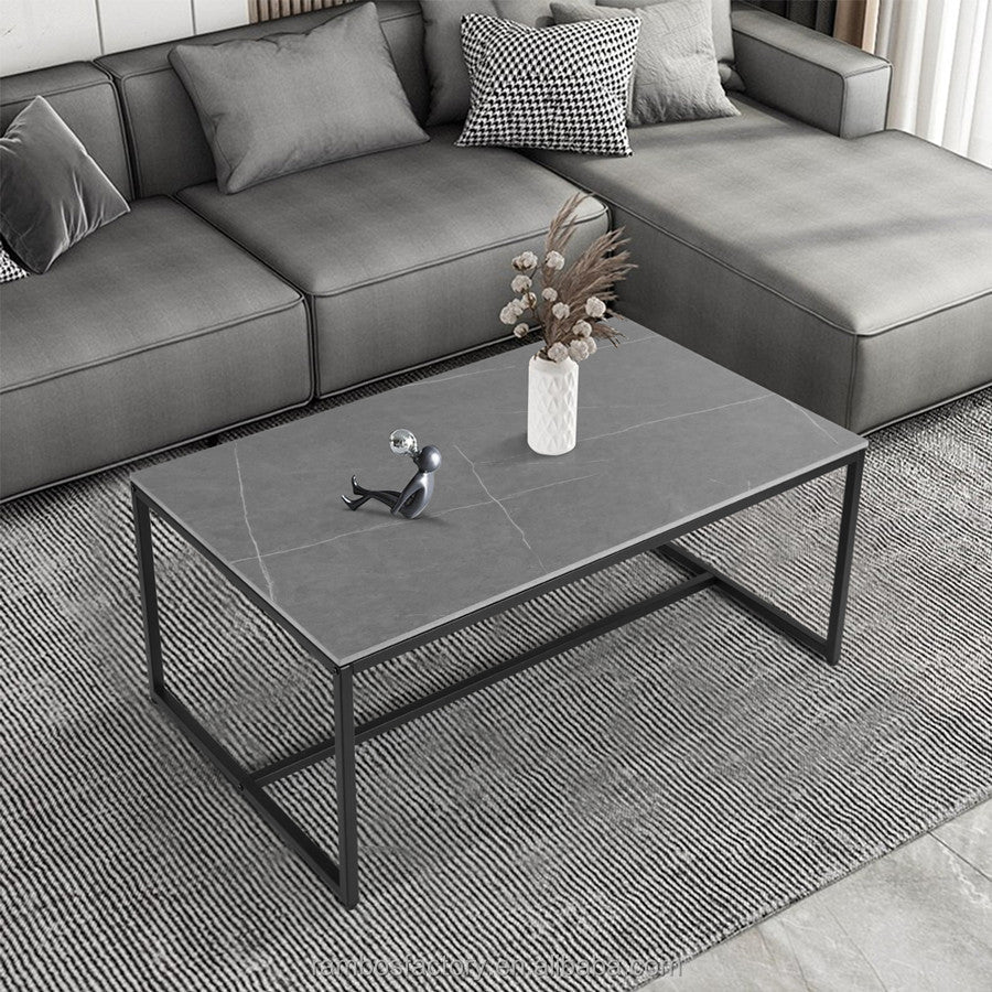 US Free Shipping Modern Living Room Center Furniture Coffee Table Marble Pattern Tea Table with Open Storage