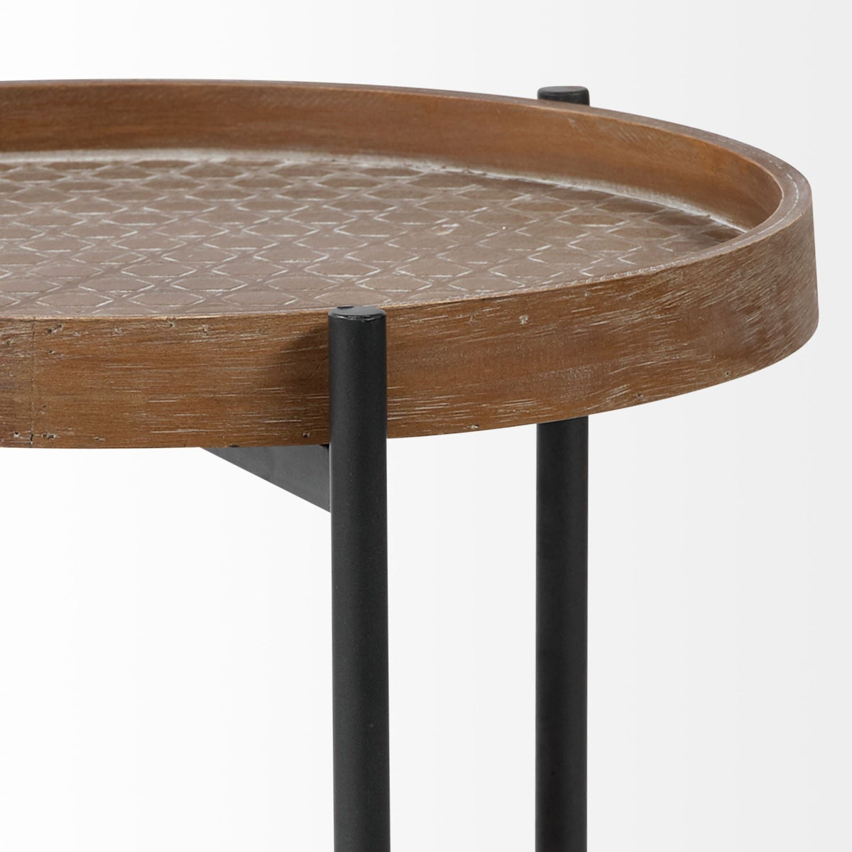 HMS 19\" Solid Brown Wood Round End Table Elegant Console Tables