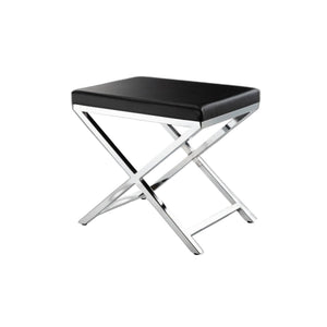 HMS 21\" Black and Silver Faux Leather Vanity Chair for Living Room