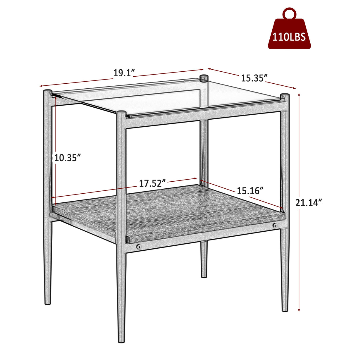 Set of 2  Living Room Table Set Color Glass Side Table with Simple Design  2 Layers Corner Table
