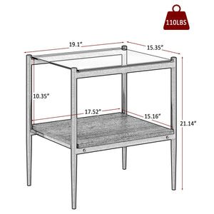 Set of 2  Living Room Table Set Color Glass Side Table with Simple Design  2 Layers Corner Table