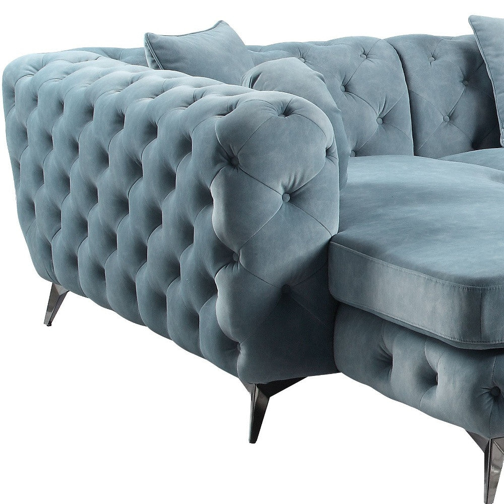 hms Deep Green Leather Match U Shaped Three Piece Seating Component And Toss Pillows