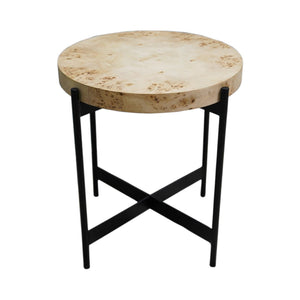 HMS 22\" Black and Brown Wood and Metal Round End Table Stylish Coffee Table with Unique Color Combination