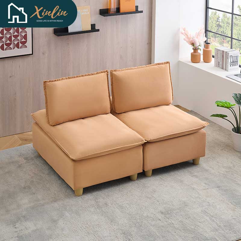 104\" Pumpkin Flannel 3-Seater Modular Sofa Fashion-Minimalist with Storage for Living Room or Outdoor Free Shipping US