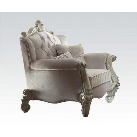 HMS 69 Ivory Chesterfield Loveseat with Toss Pillows 2-Seater Home Furniture for Living Room Apartment Washable Sponge Filled