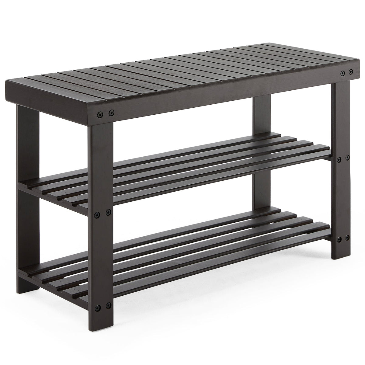 FCJ 3-Tier Bamboo Shoe Rack Bench Compact 286lb Capacity Storage Organizer Durable for Entryway Bedroom Living Room Balcony