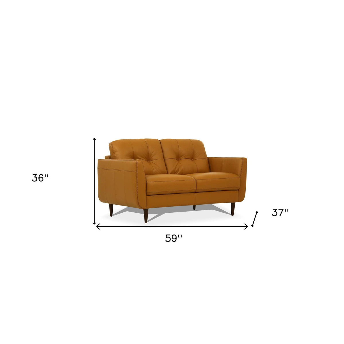 HMS 59 High-End 2-Seater Camel and Brown Genuine Leather Chesterfield Loveseat Stylish Living Room Furniture