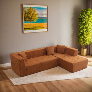 105.5\" Modular L-Shaped Sectional Tufted Sofa Set Deep Seat Comfy Couch with Chaise for Living Room