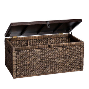HMS 38 Traditional Brown Wood Wicker Coffee Table with Iron Convertible to Tea Table Living Room Furniture Drawers for Entry Use