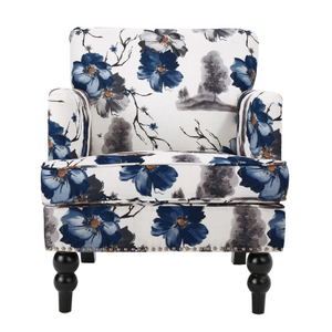 FCJ HARRISON Traditional Tufted Club Chair Genuine Leather Oak Reclining French & Antique Design for Home Office & Living Room