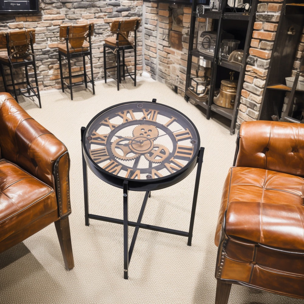 Industrial Style Mechanical Clock Coffee Table