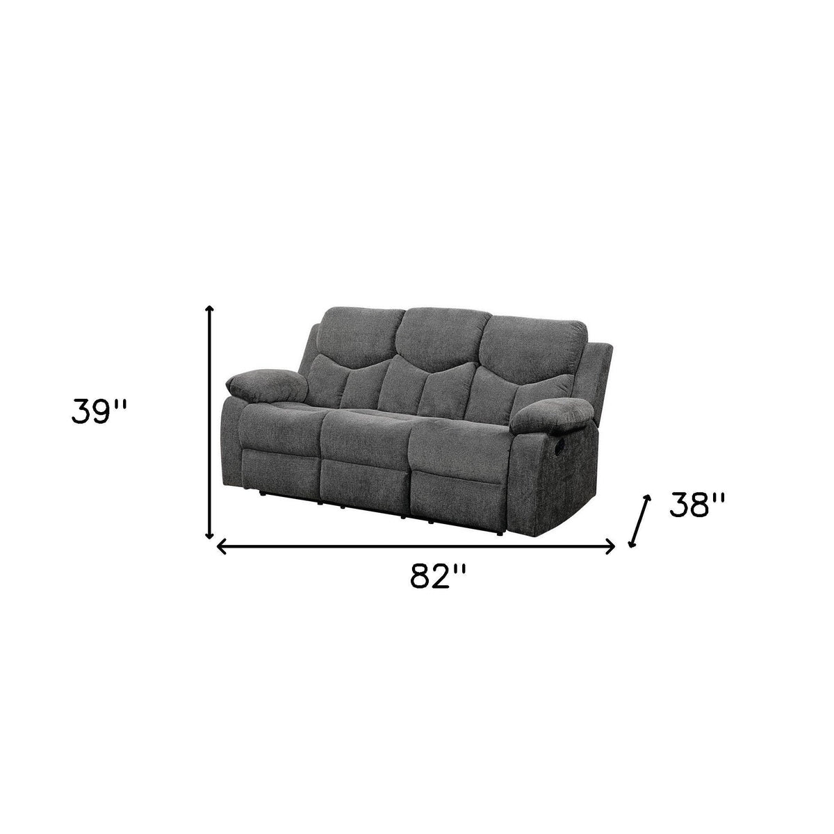 82" Gray Chenille Reclining Sectional Sofa Set Modern Extendable Design Black Legs Synthetic Leather for Living Room