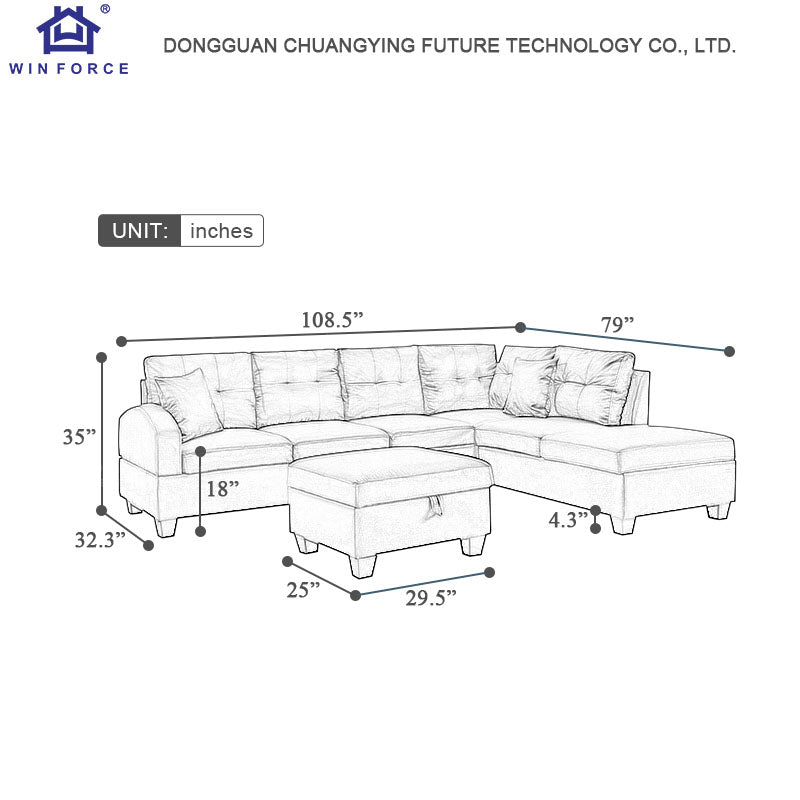 Winforce Fashion 3 Seater 2 Sofa Set 7 Living Room Small Recliner Canap