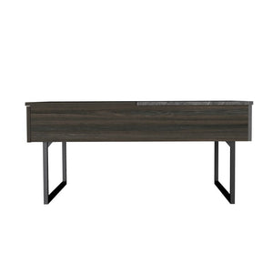 HMS 39\" Espresso and Black Metal Lift Top Coffee Table with Drawer
