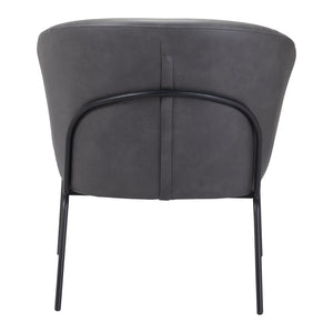 HMS 28\" Gray & Black Faux Leather Club Chair with Upholstered Seat Elegant Living Room Chair