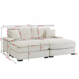 Modular Sectional Sofa,4 Seater Oversized Sectional Sofa, Corduroy Fabric with 2 Ottoman Bench and 2 Pillows