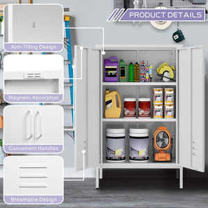 White Kitchen Pantry Storage Cabinet Tall Steel Cabinet Locker for Kitchen  Living Room Dining Room