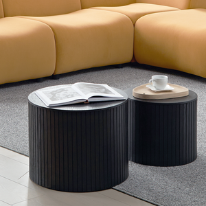 Nested Table Set 2 Pieces, MDF Coffee Table Set Living Room/lounge Area, Black