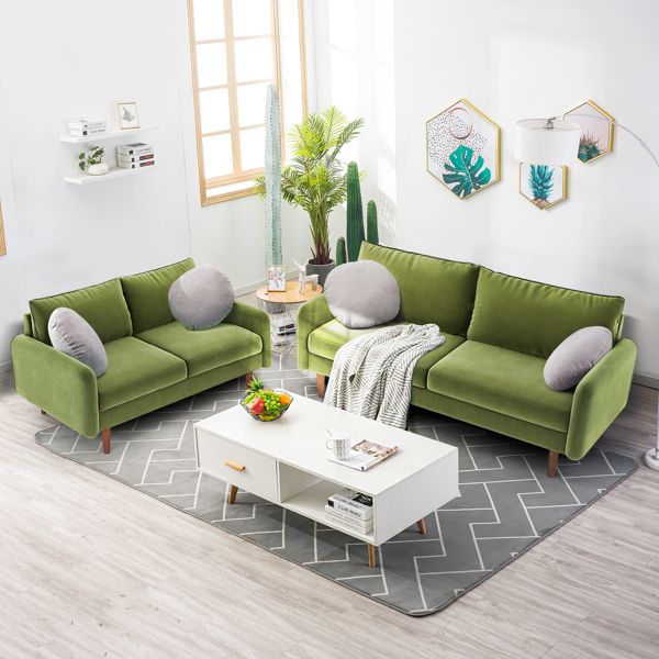 56.3" Round Arm Velvet Apartment Loveseat for Living Room Sofas