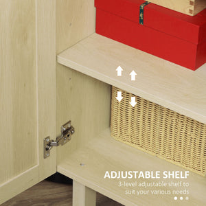 Adjustable Shelves Boho Accent Cabinet for Living Room 3 Rattan Doors Kitchen Storage Garage Cabinets Natural Kitchen Cabinet