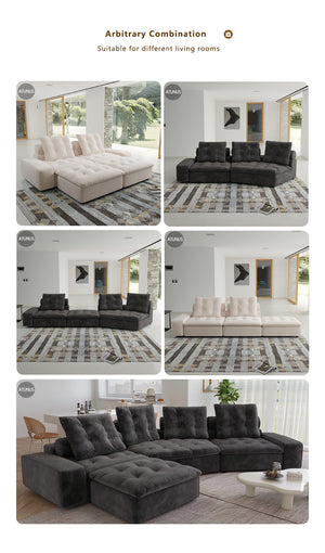 ATUNUS USA in Stock Drop Shipping Tiffany Blue Pet-Friendly Velvet Modular 7 Seater Sectional Sofa Set Scratch Proof Miami Couch