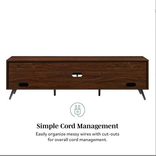 FCJ Contemporary Luxury TV Stand 2-Door Minimalist Cabinet for TVs up 80 Inches Dark Walnut Panel for Modern Living Room House