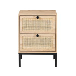 Set of 2 Rectangle Rattan Bedside Table Nightstand  with Drawer 2