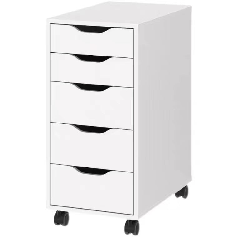 Modern Wooden 5 Drawers Cabinet Nightstand , Mobile Drawer Chest Cabinets with Wheels