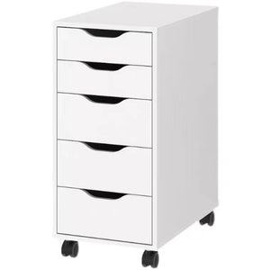 Modern Wooden 5 Drawers Cabinet Nightstand , Mobile Drawer Chest Cabinets with Wheels