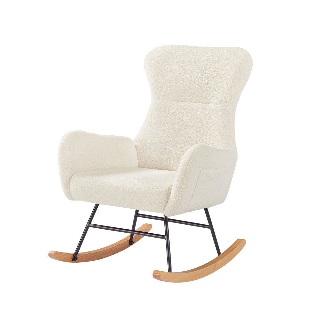White Teddy Fabric Rocking Chair