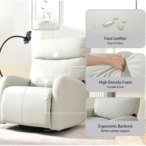 Modern Small Rocking Chair Swivel Recliner Extendable Bedroom Chair Synthetic Leather Living Room Sofa Home Furniture Set