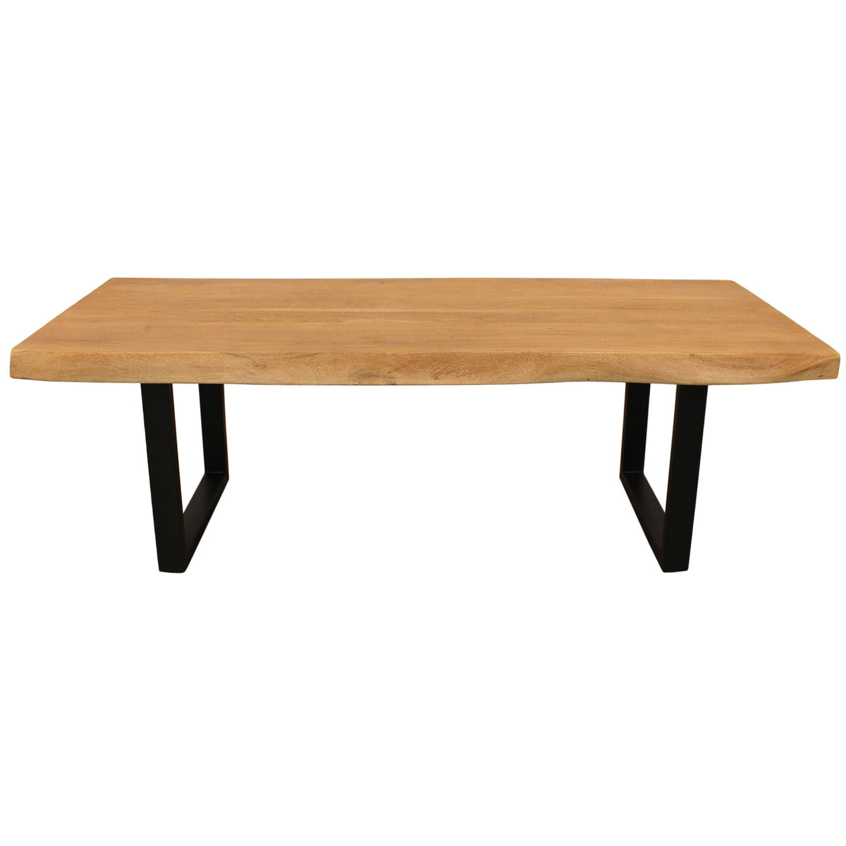 HMS 59 Live Edge Coffee Table with Natural Solid Wood and Black Iron Unique Natural Beauty and Durability