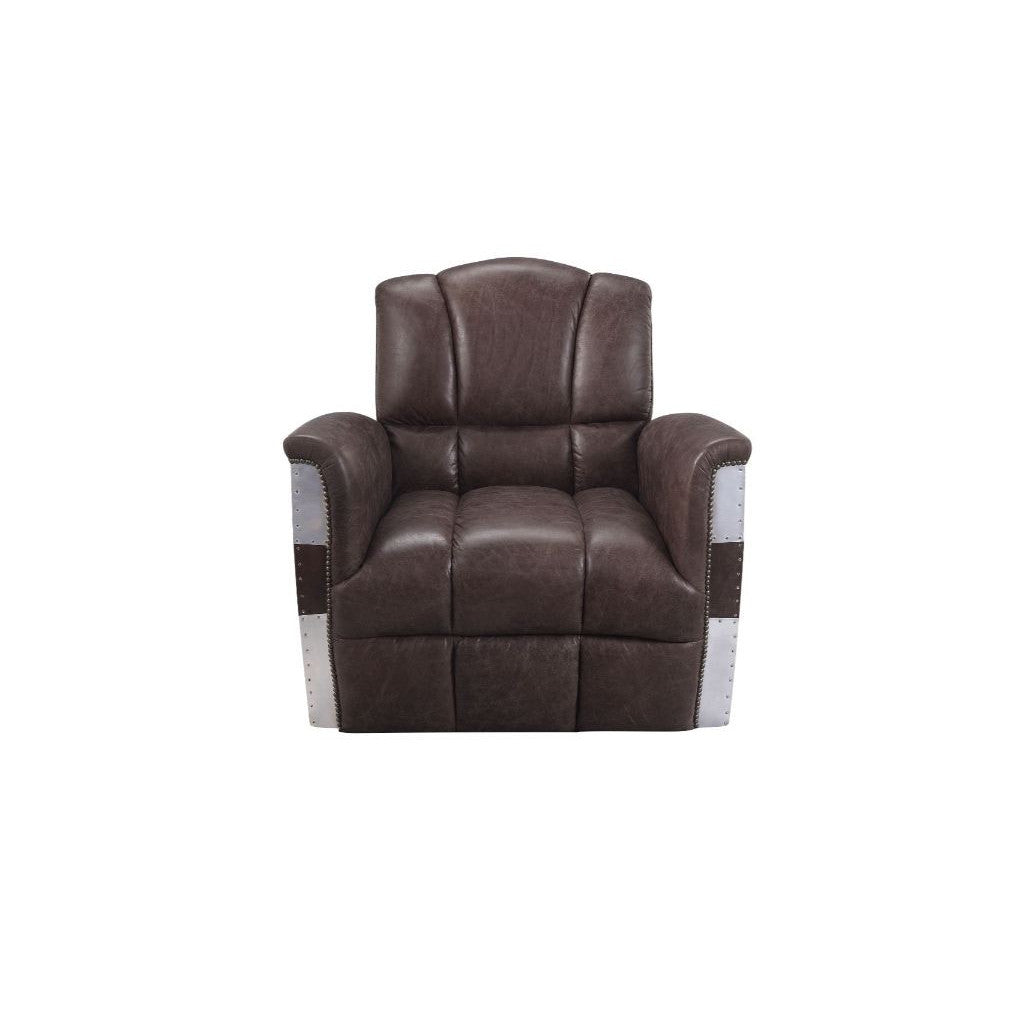 HMS 35 Brown Top Grain Leather Patchwork Club Chair for Living Room