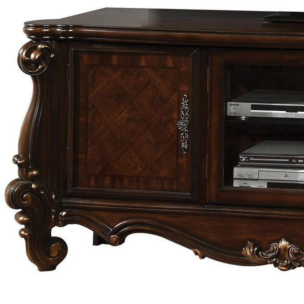 HMS 74 Dark Brown Solid Wood TV Stand Elegant and Durable Furniture